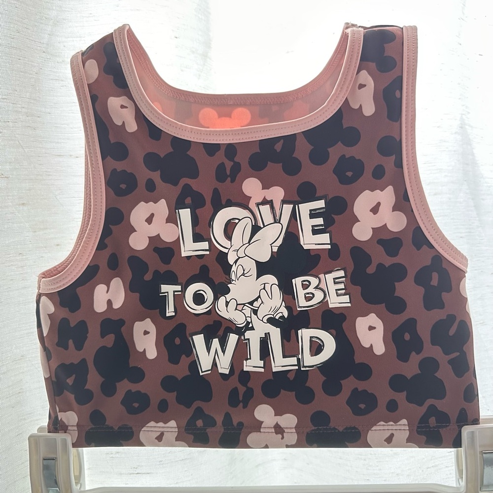 Zara Pink and Brown Floral Crop Tank Top